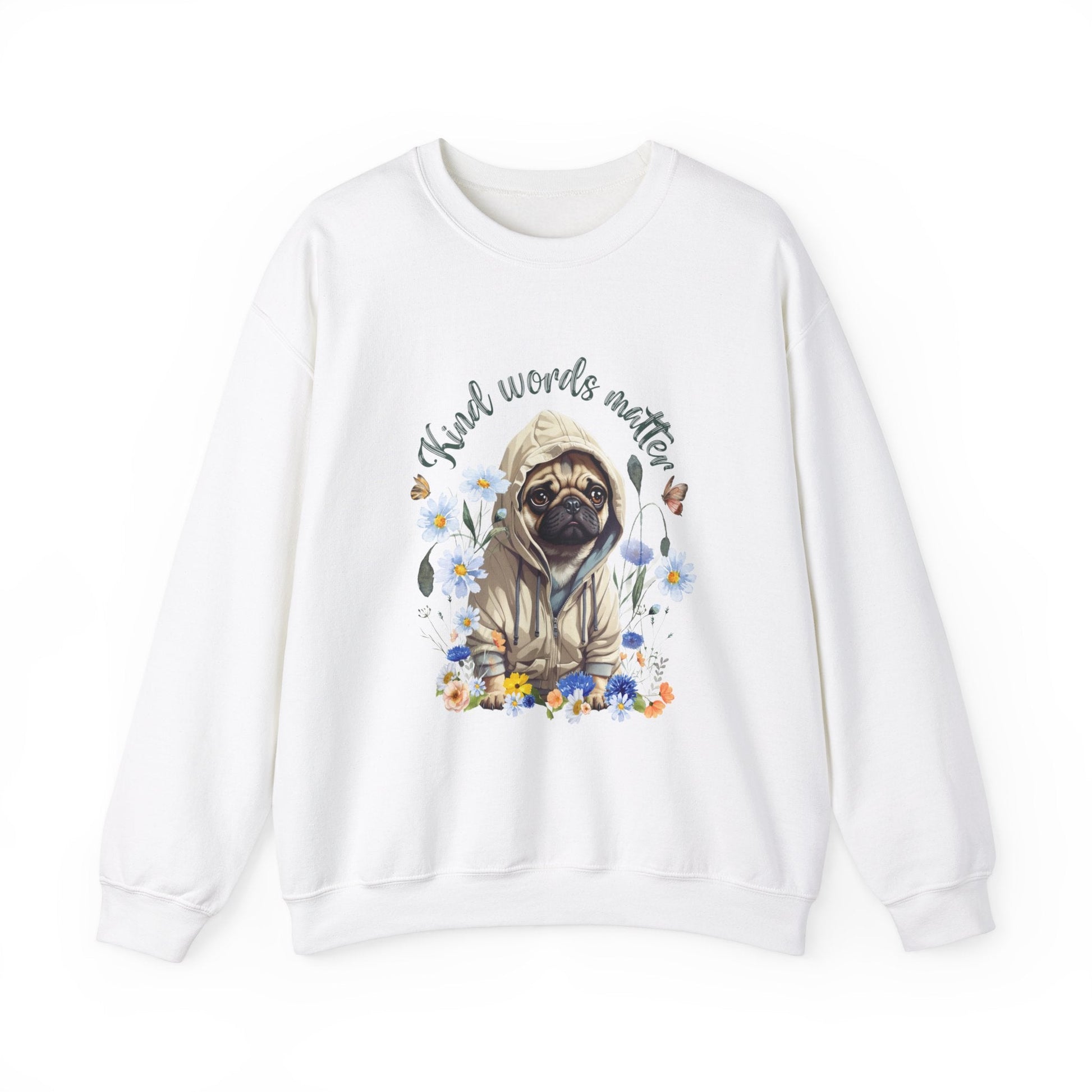 Kind Word Matter cute pug dog sweater - comfy self expressive clothing with a positive message - Solei Designs