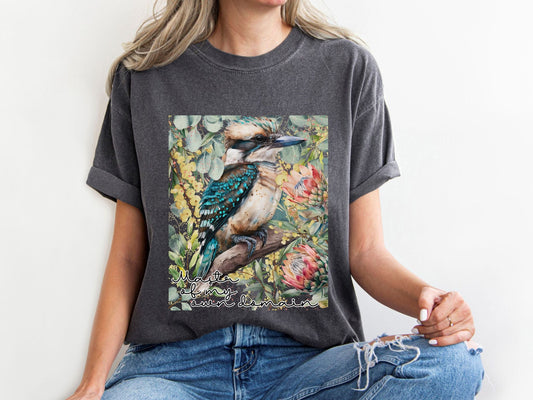 Kookaburra Kingfisher T Shirt, Made In Australia, Australian Birds, Australian native wildlife - Solei Designs