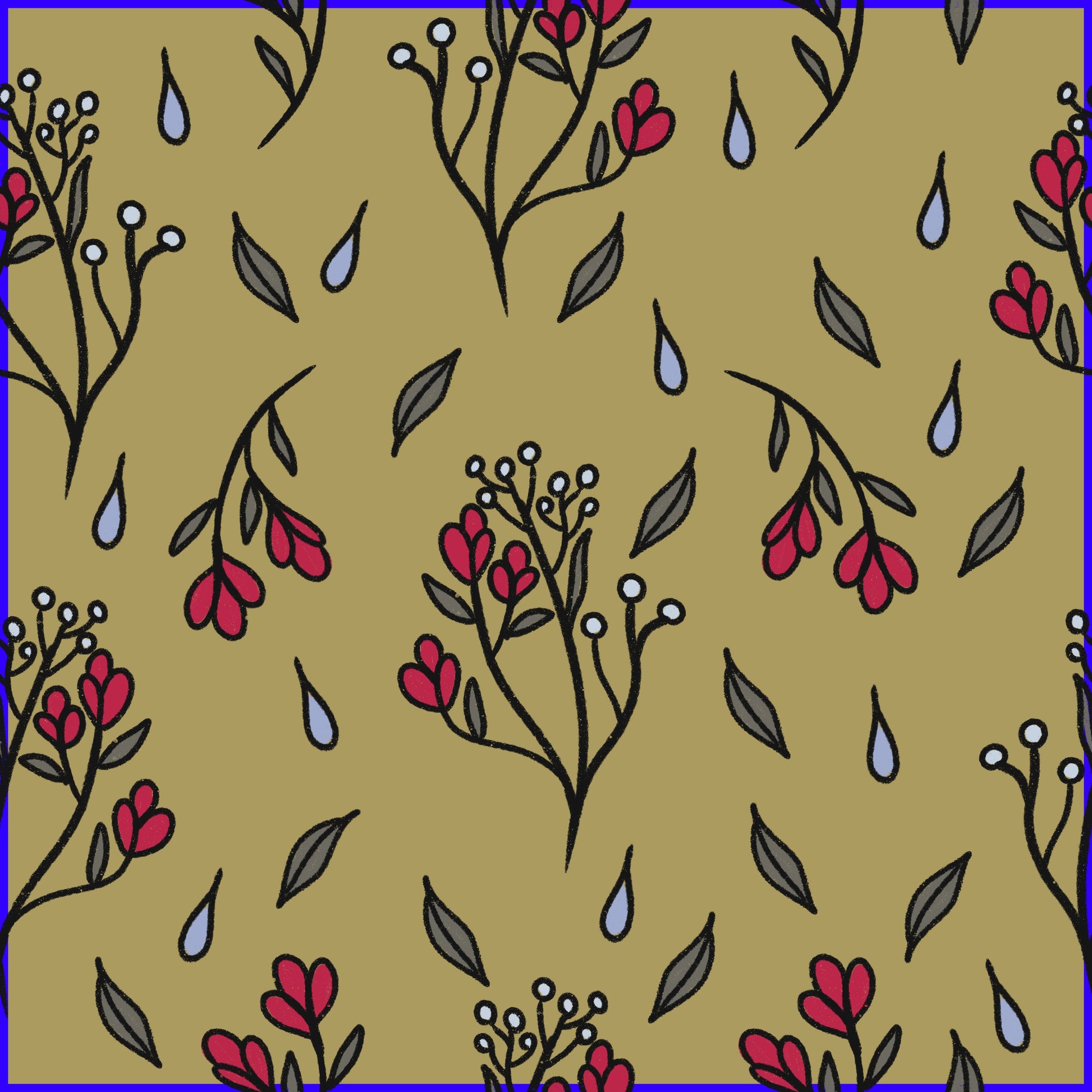 Lady Beetles in the rain -Hand Drawn Seamless Pattern Collection - Solei Designs