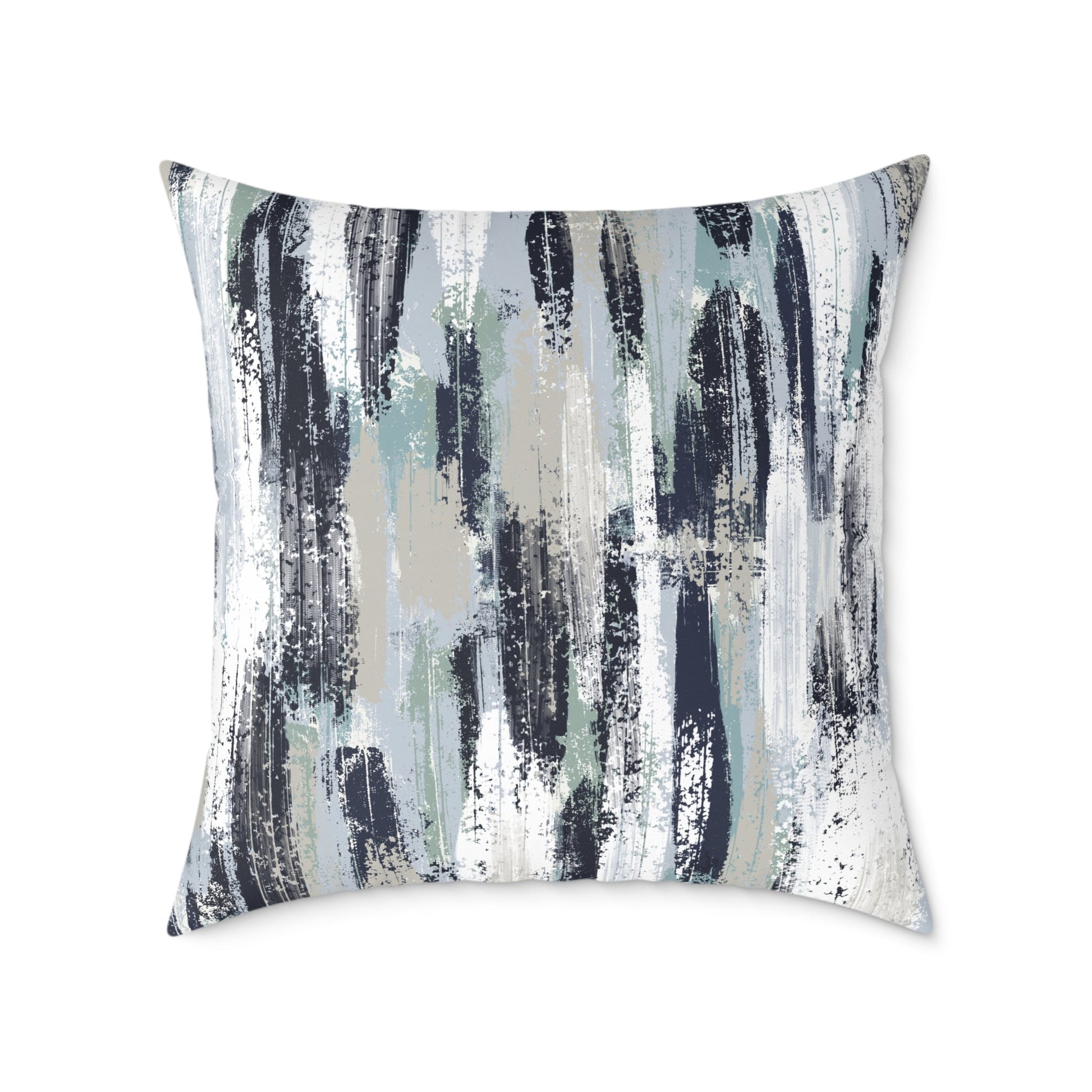 Modern Abstract Navy Blue rustic paint effect throw cushion - Solei Designs