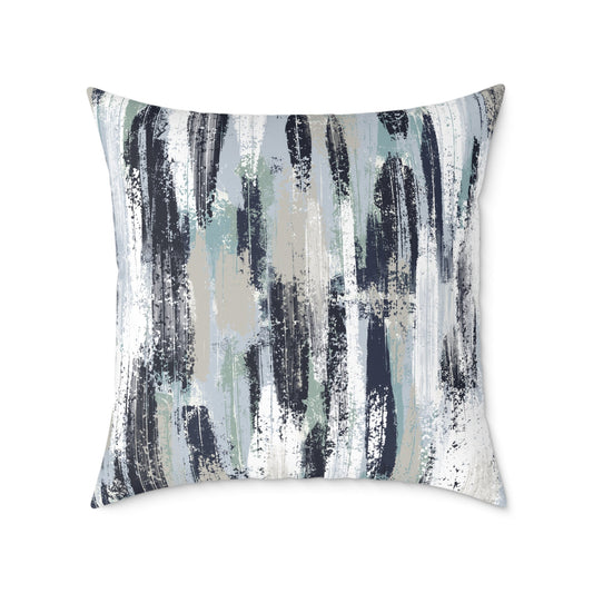 Modern Abstract Navy Blue rustic paint effect throw cushion - Solei Designs