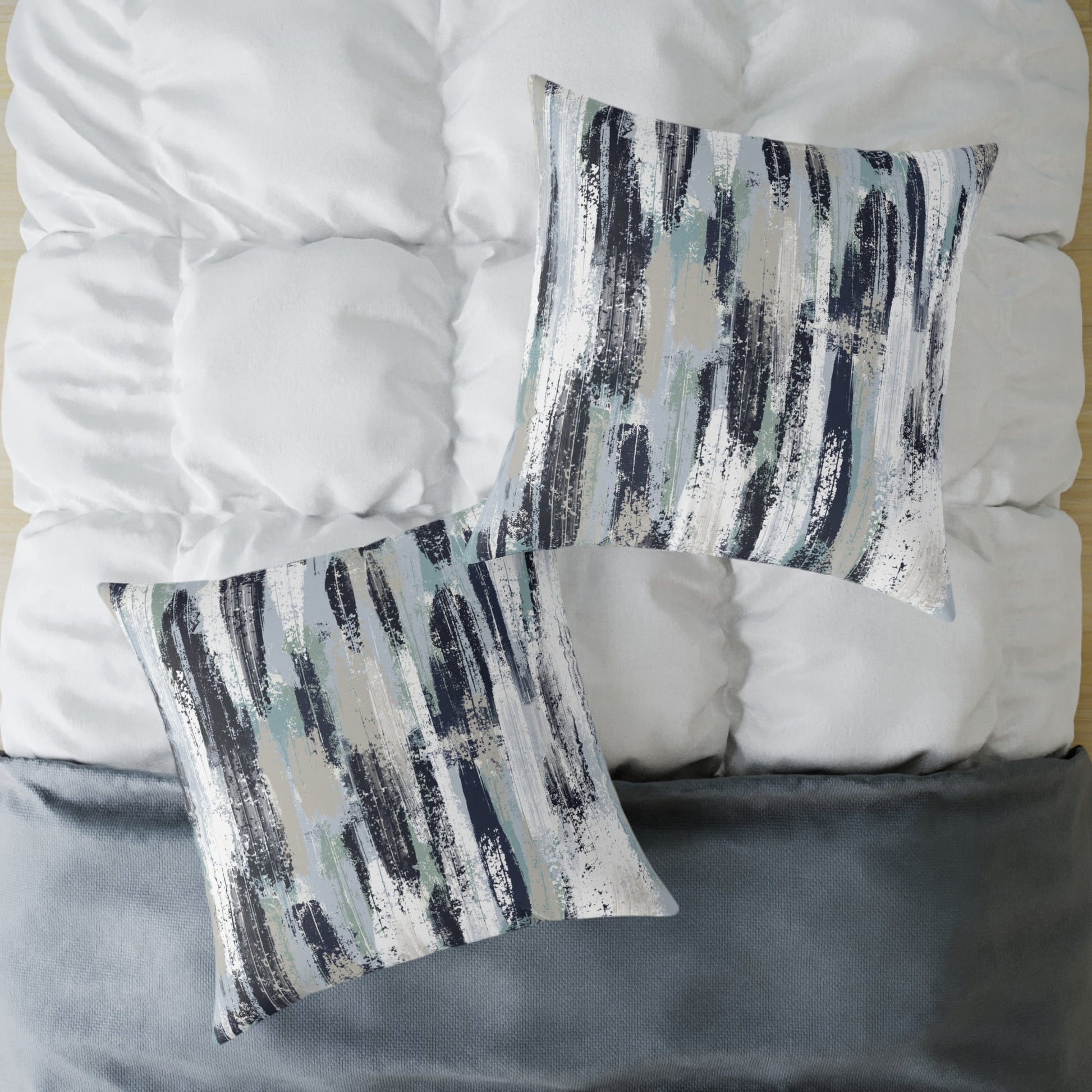 Modern Abstract Navy Blue rustic paint effect throw cushion - Solei Designs