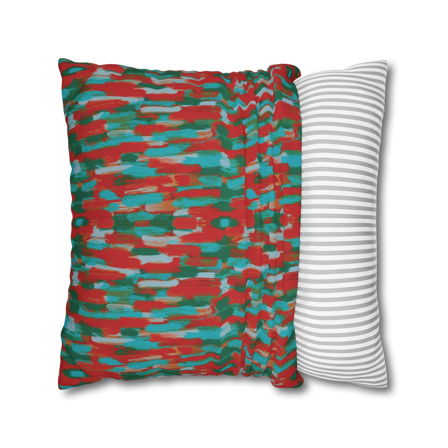 Painterly brushstrokes - Cheerful florals collection - abstract bold bright red and teal cushion cover - Solei Designs