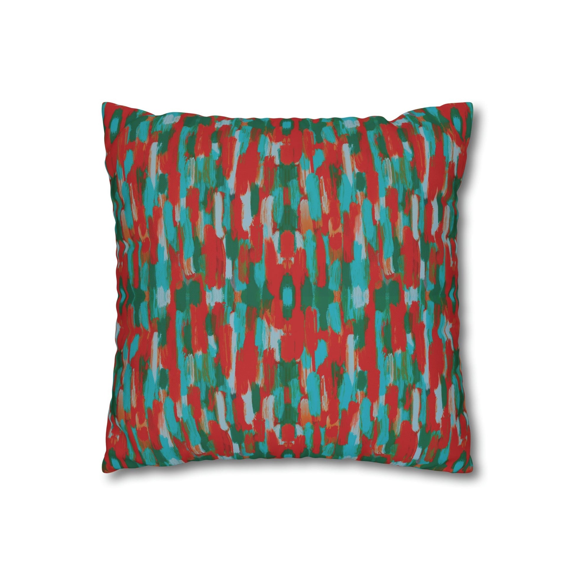 Painterly brushstrokes - Cheerful florals collection - abstract bold bright red and teal cushion cover - Solei Designs