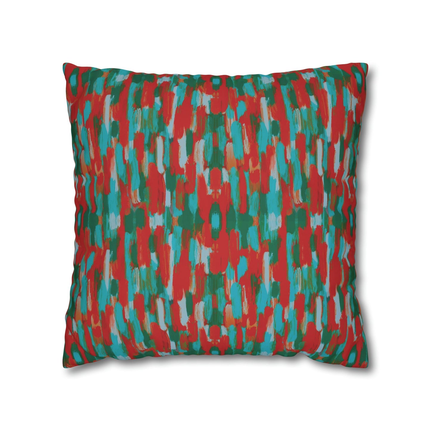 Painterly brushstrokes - Cheerful florals collection - abstract bold bright red and teal cushion cover - Solei Designs