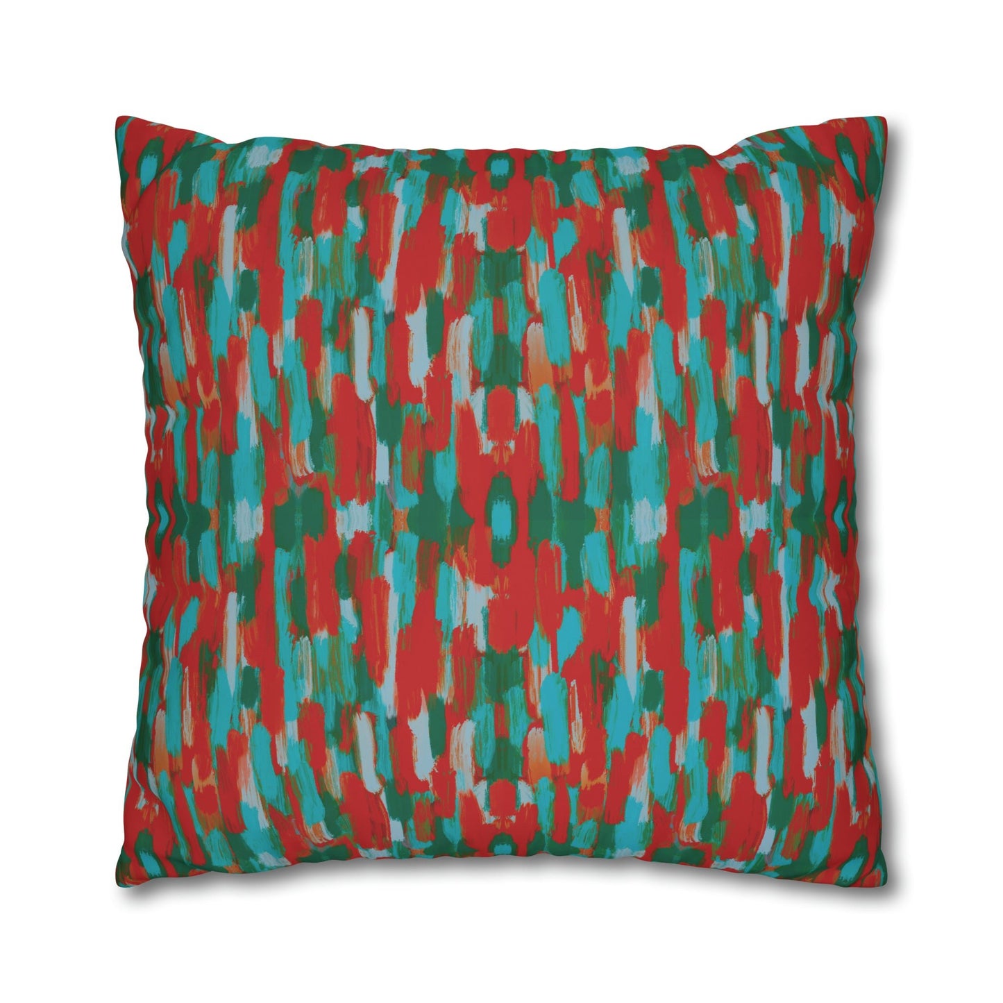 Painterly brushstrokes - Cheerful florals collection - abstract bold bright red and teal cushion cover - Solei Designs