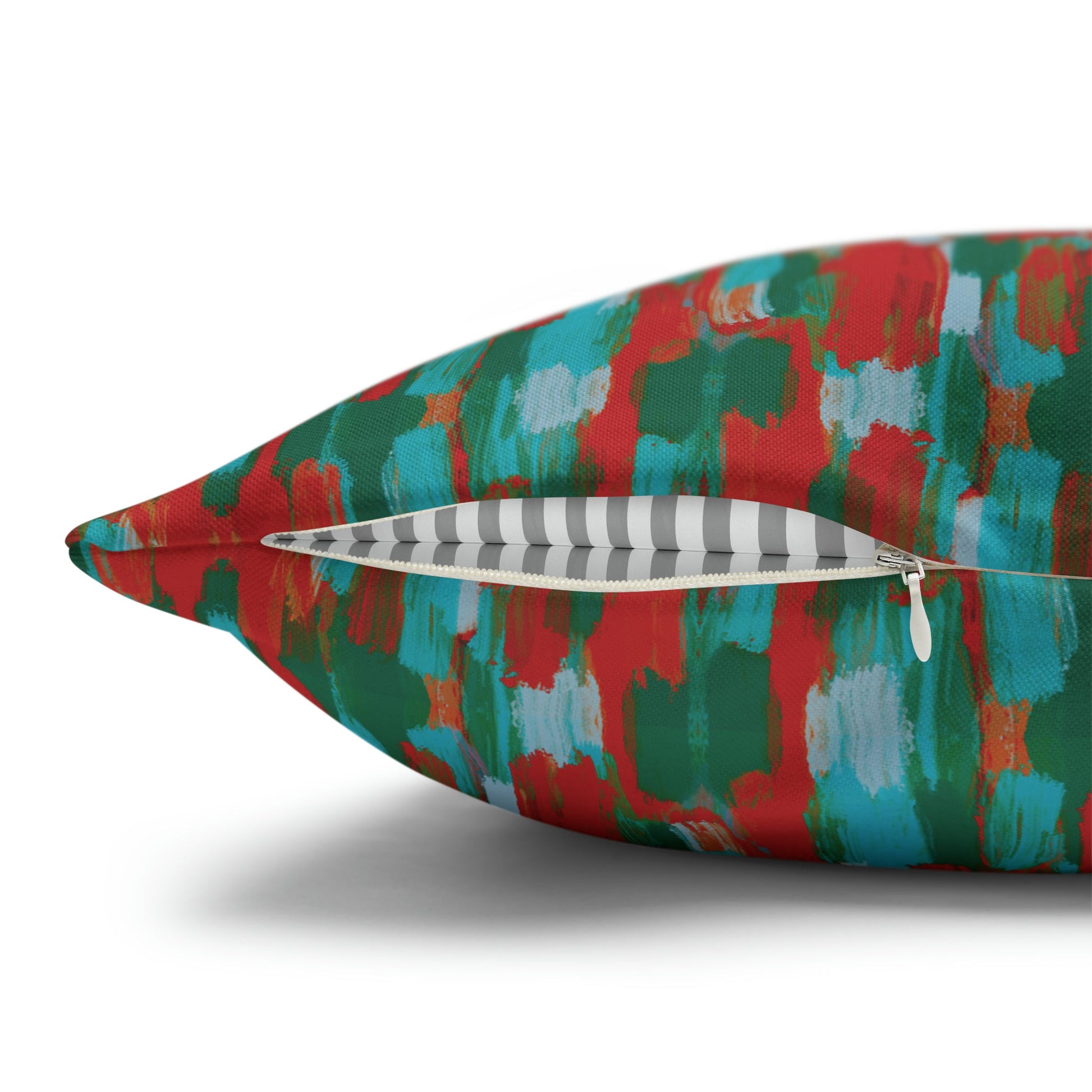 Painterly brushstrokes - Cheerful florals collection - abstract bold bright red and teal cushion cover - Solei Designs