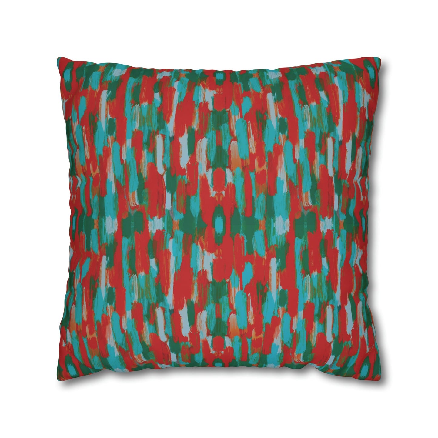 Painterly brushstrokes - Cheerful florals collection - abstract bold bright red and teal cushion cover - Solei Designs