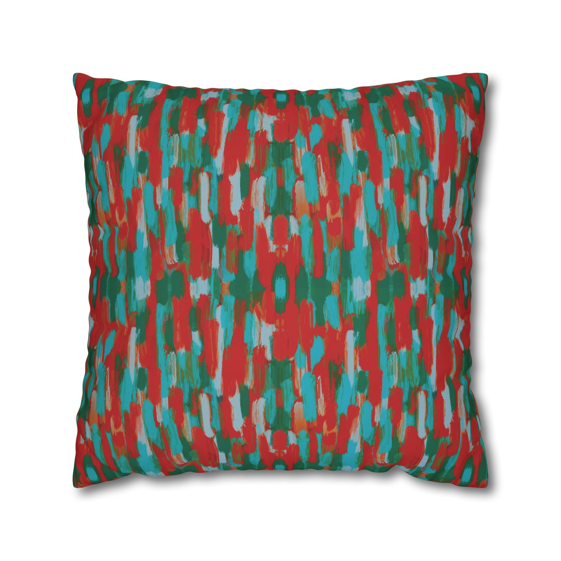 Painterly brushstrokes - Cheerful florals collection - abstract bold bright red and teal cushion cover - Solei Designs