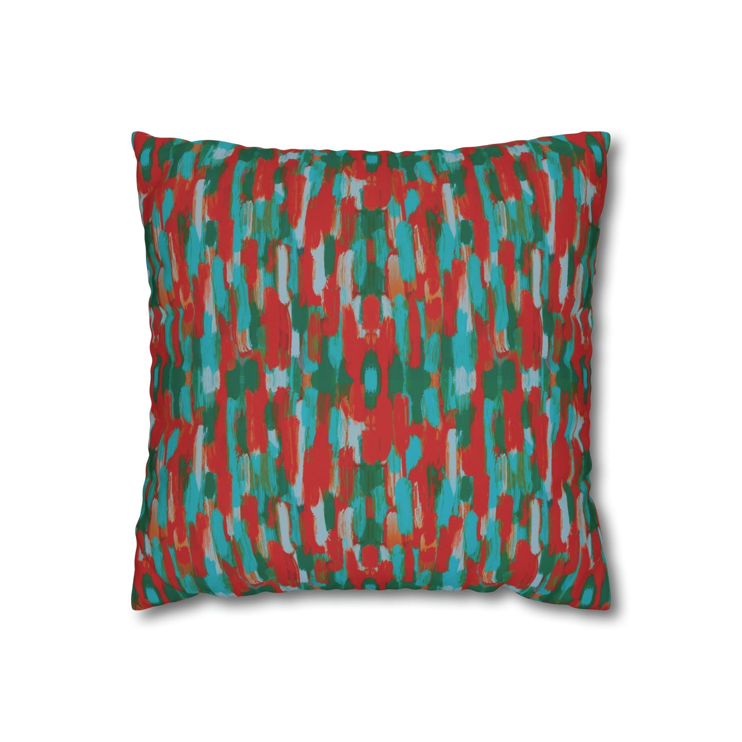 Painterly brushstrokes - Cheerful florals collection - abstract bold bright red and teal cushion cover - Solei Designs