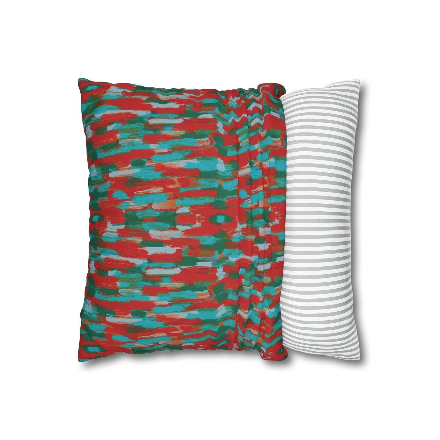 Painterly brushstrokes - Cheerful florals collection - abstract bold bright red and teal cushion cover - Solei Designs