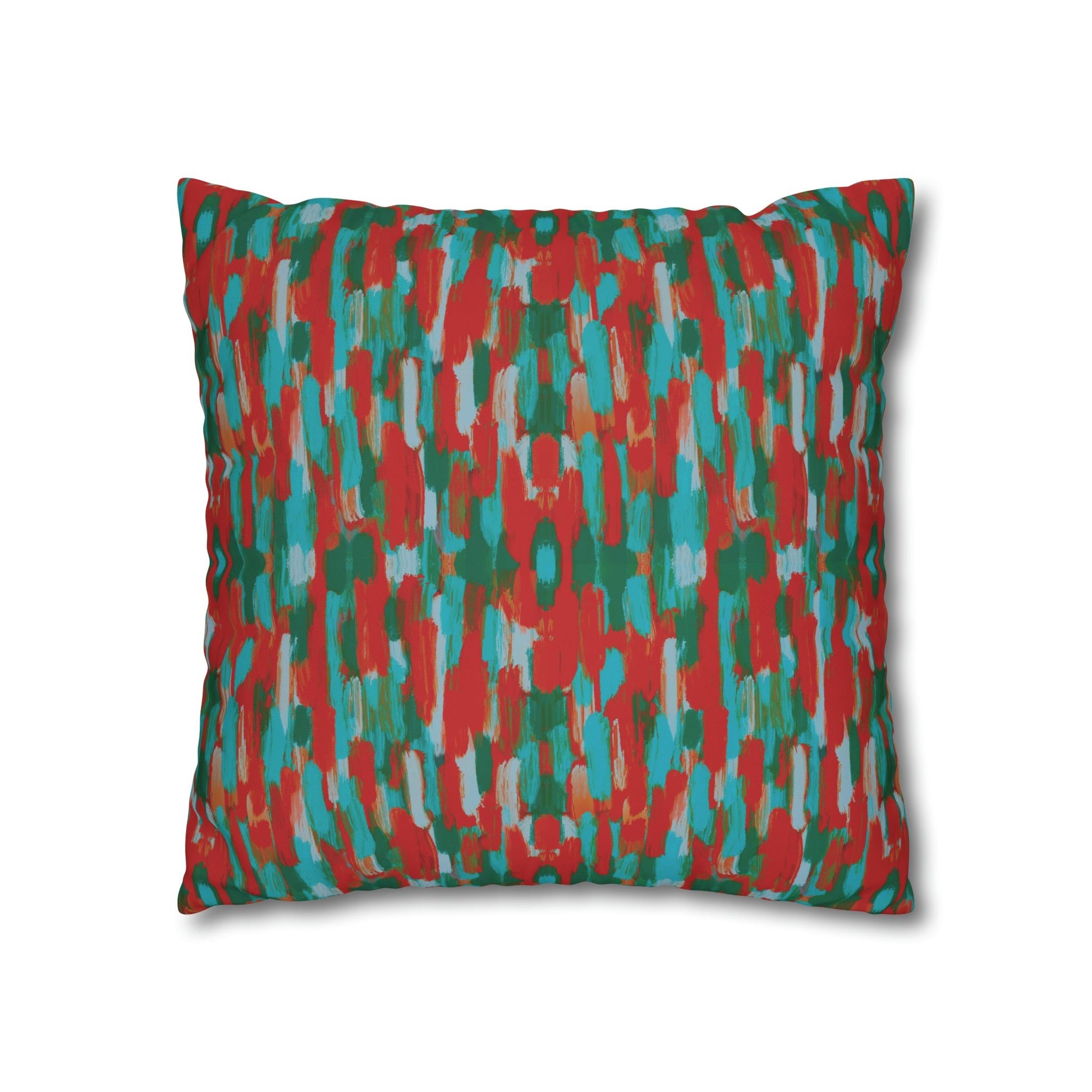 Painterly brushstrokes - Cheerful florals collection - abstract bold bright red and teal cushion cover - Solei Designs