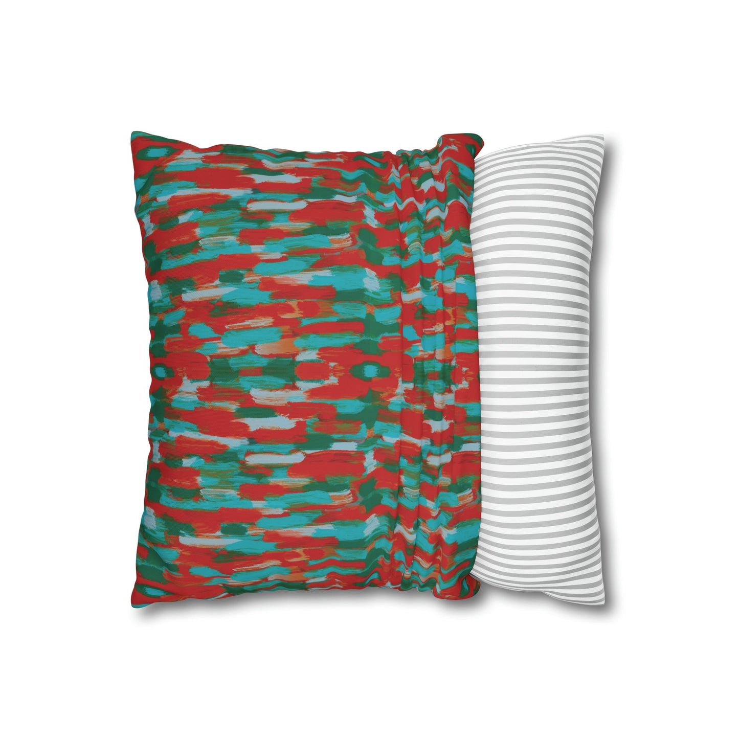 Painterly brushstrokes - Cheerful florals collection - abstract bold bright red and teal cushion cover - Solei Designs