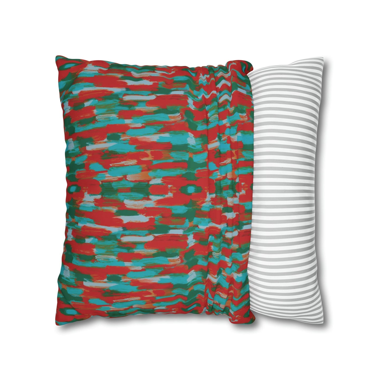 Painterly brushstrokes - Cheerful florals collection - abstract bold bright red and teal cushion cover - Solei Designs