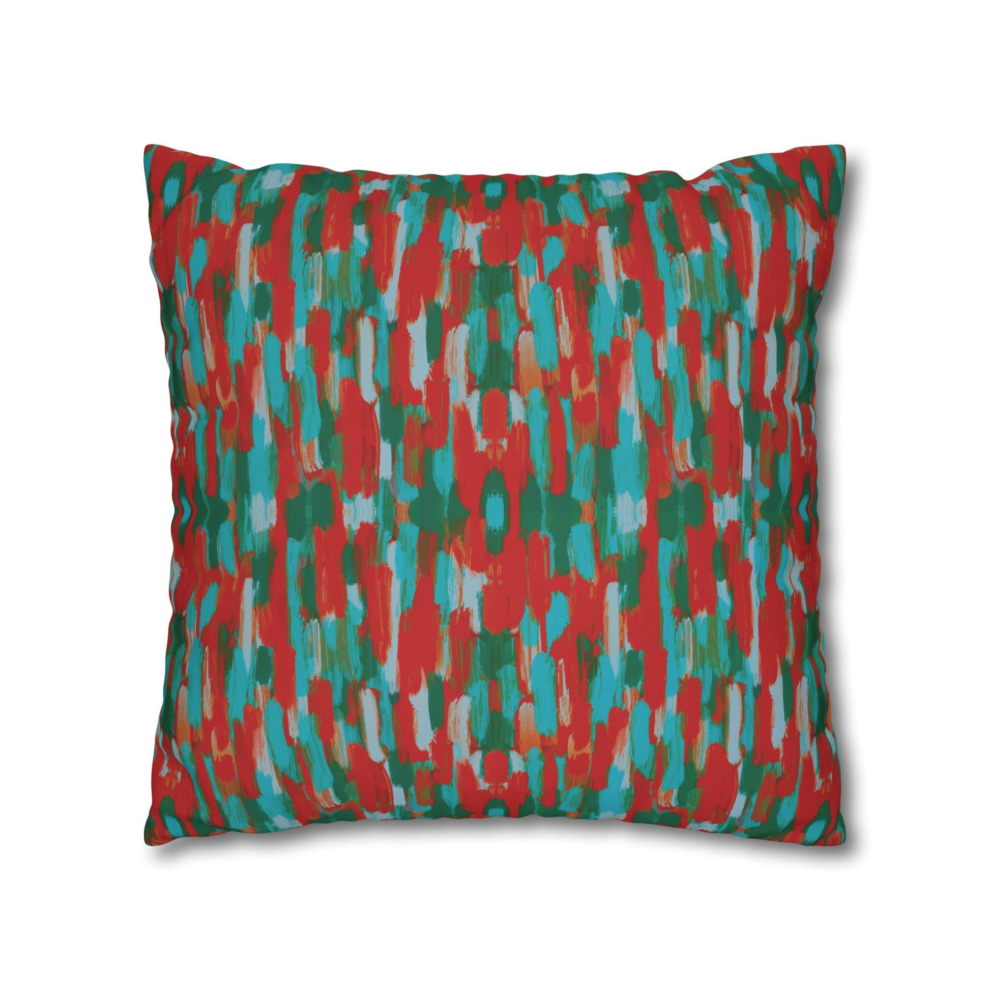 Painterly brushstrokes - Cheerful florals collection - abstract bold bright red and teal cushion cover - Solei Designs