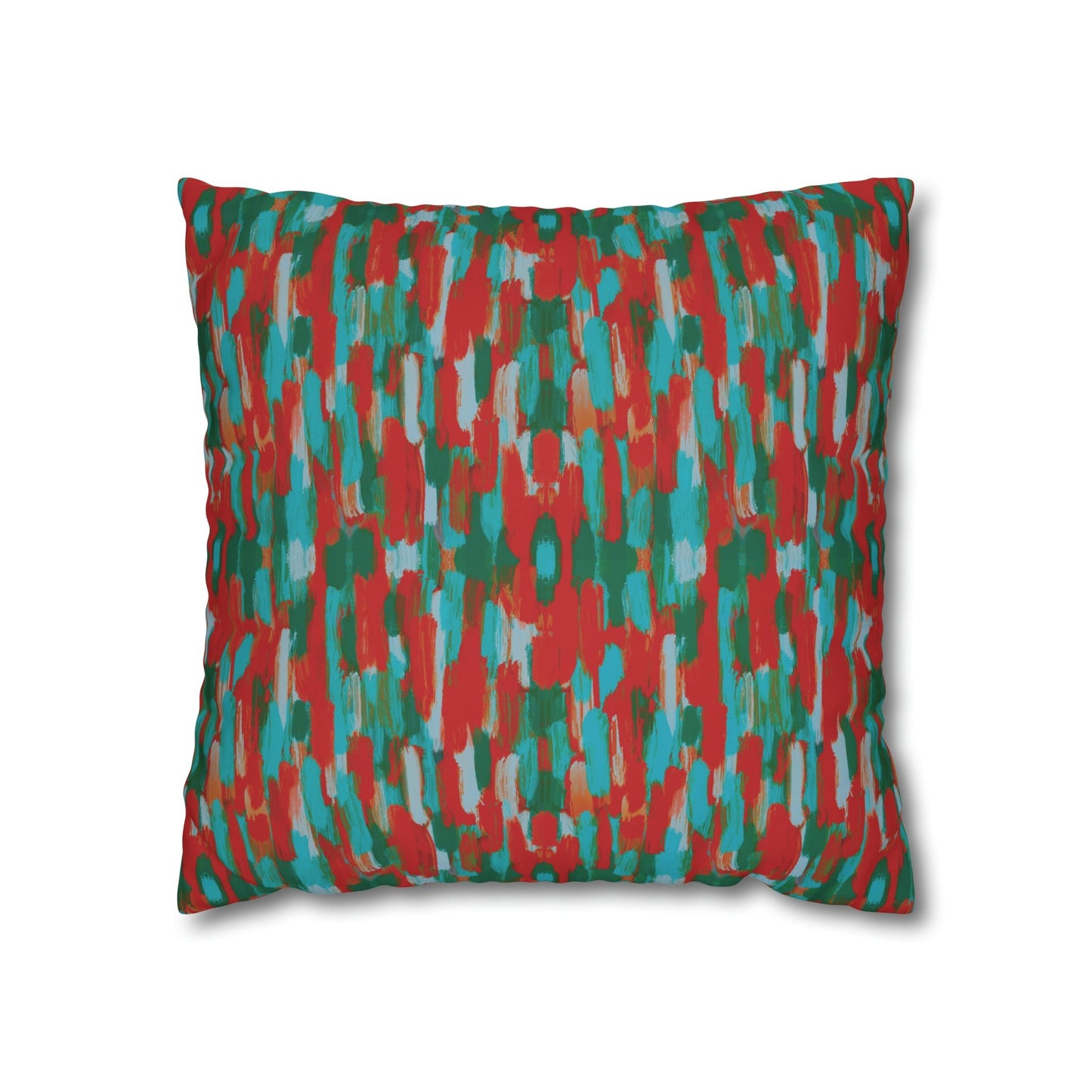 Painterly brushstrokes - Cheerful florals collection - abstract bold bright red and teal cushion cover - Solei Designs