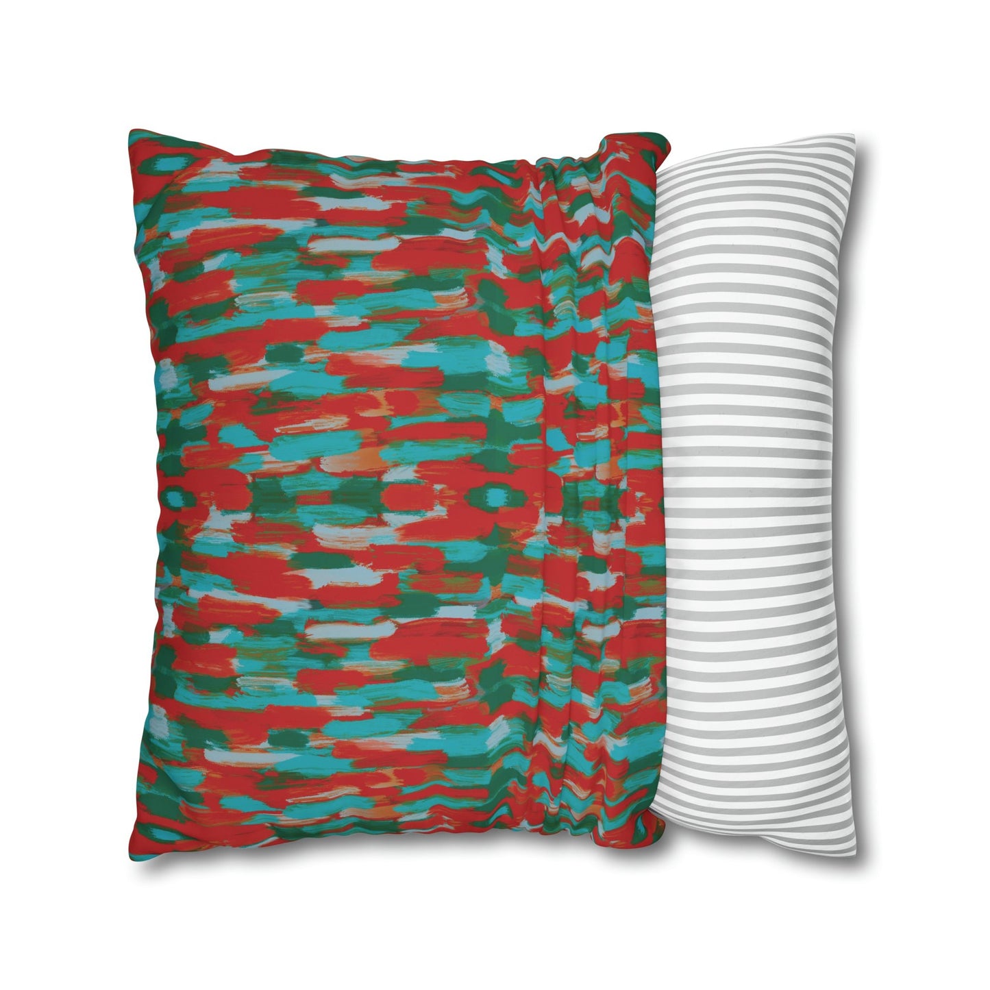 Painterly brushstrokes - Cheerful florals collection - abstract bold bright red and teal cushion cover - Solei Designs