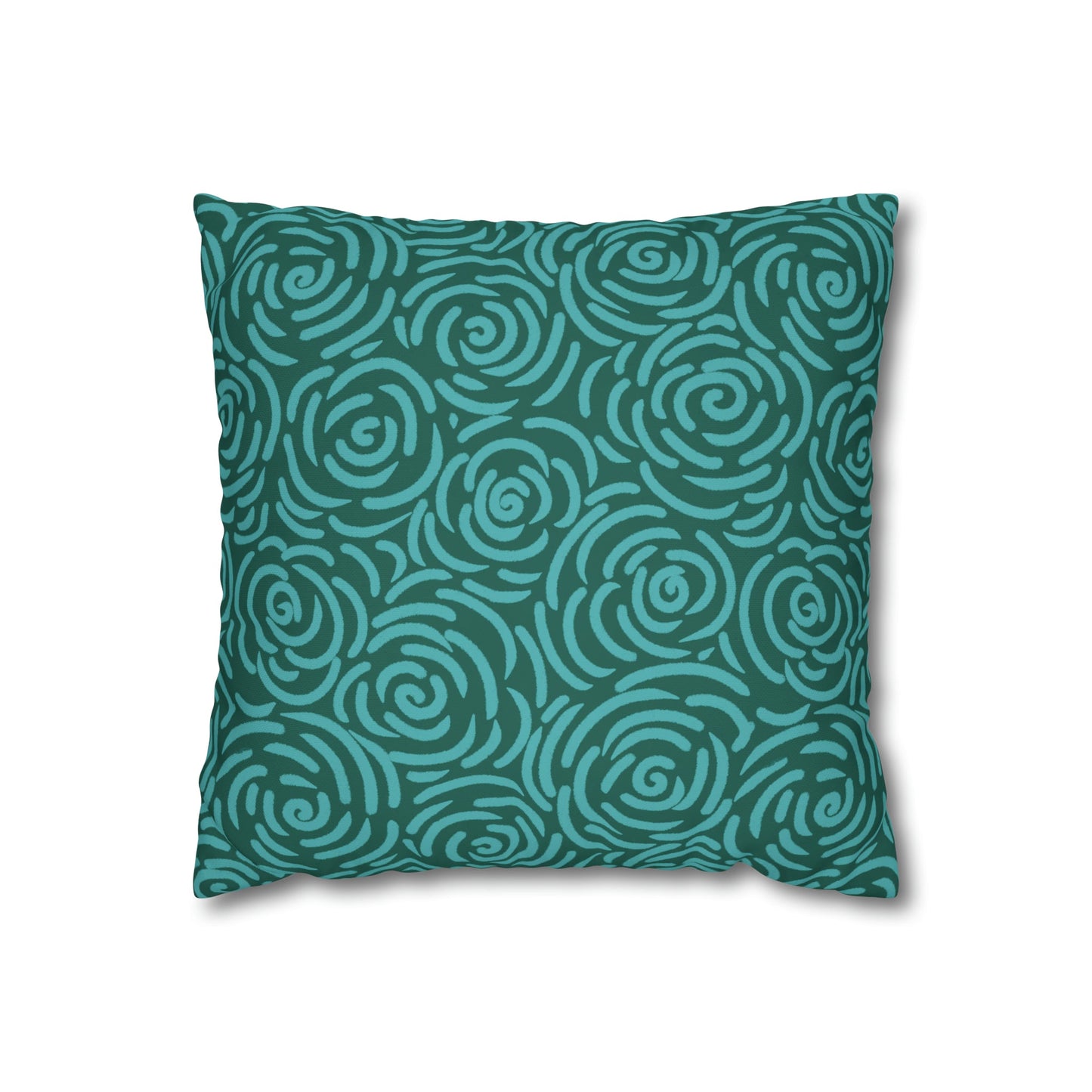 Teal Roses - Cheerful florals collection - large painterly style bold floral print cushion cover - Solei Designs