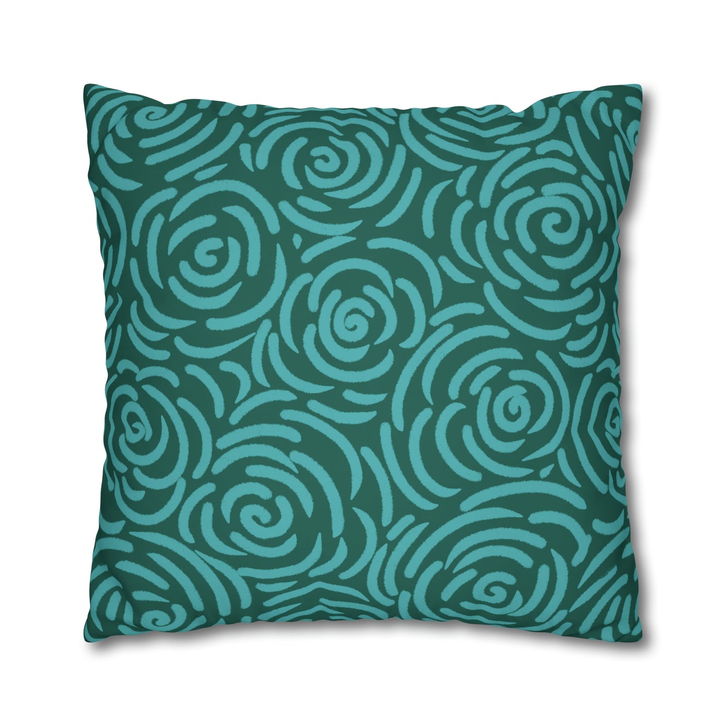 Teal Roses - Cheerful florals collection - large painterly style bold floral print cushion cover - Solei Designs