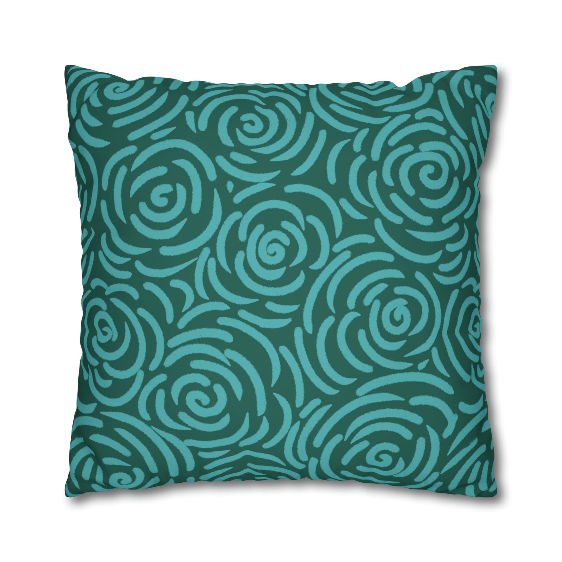 Teal Roses - Cheerful florals collection - large painterly style bold floral print cushion cover - Solei Designs