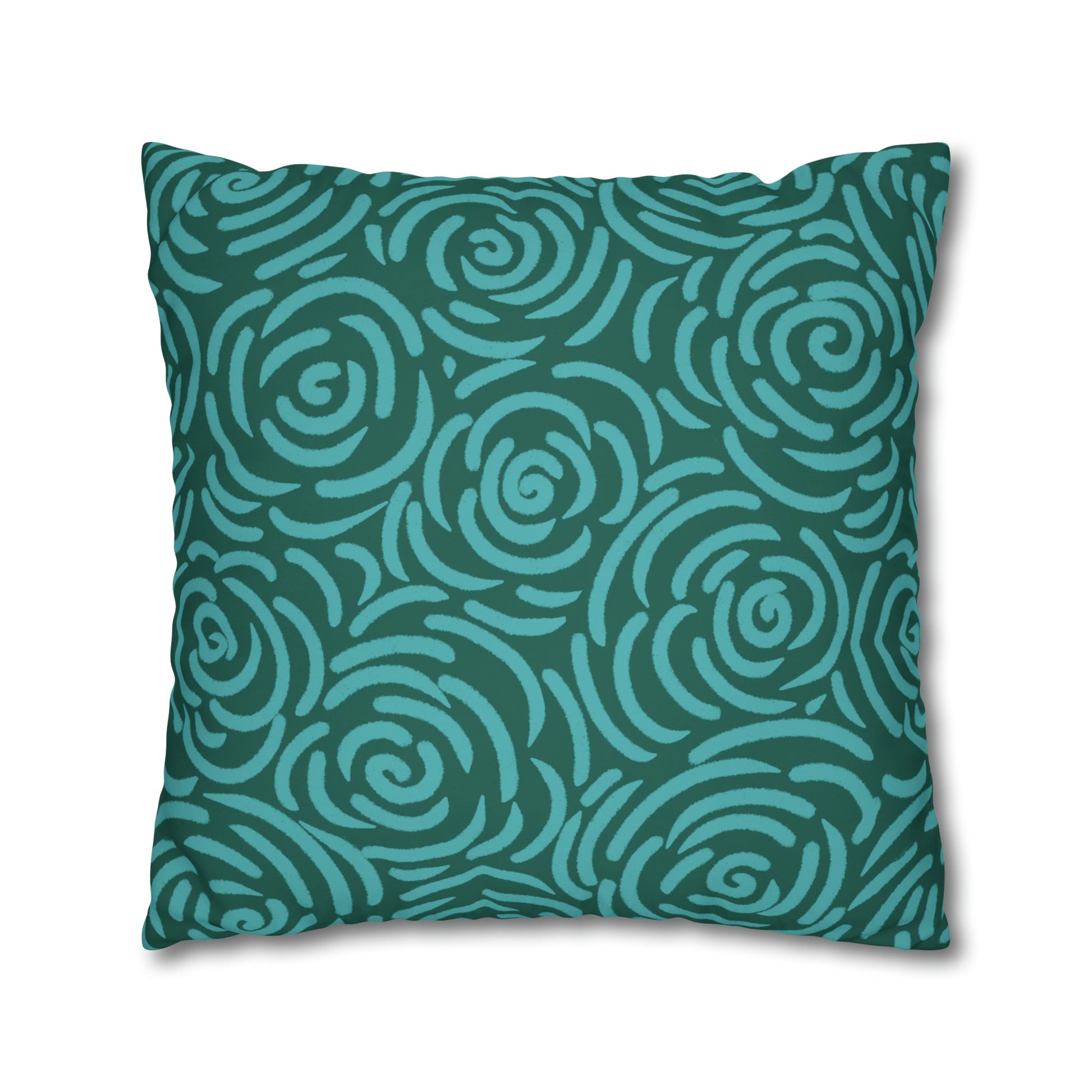 Teal Roses - Cheerful florals collection - large painterly style bold floral print cushion cover - Solei Designs