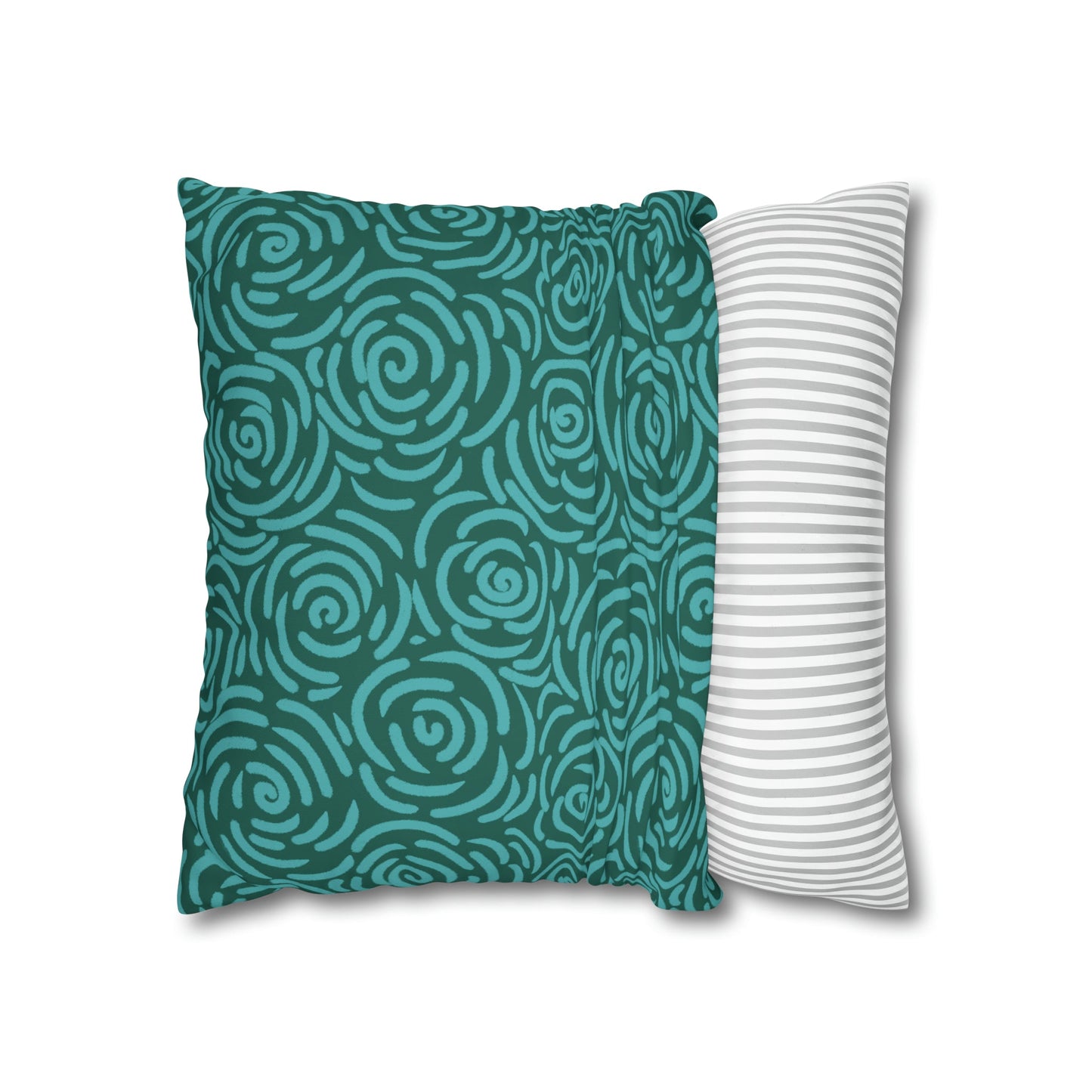 Teal Roses - Cheerful florals collection - large painterly style bold floral print cushion cover - Solei Designs