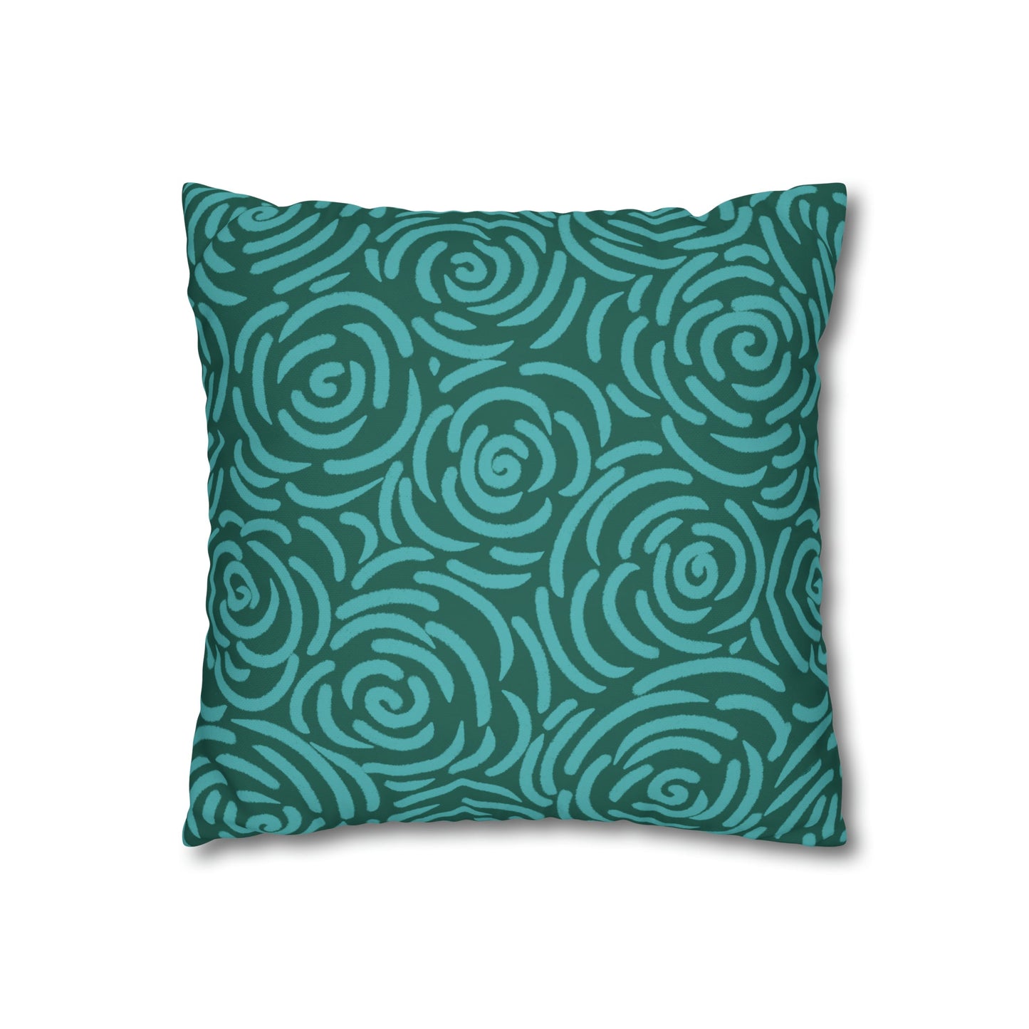 Teal Roses - Cheerful florals collection - large painterly style bold floral print cushion cover - Solei Designs