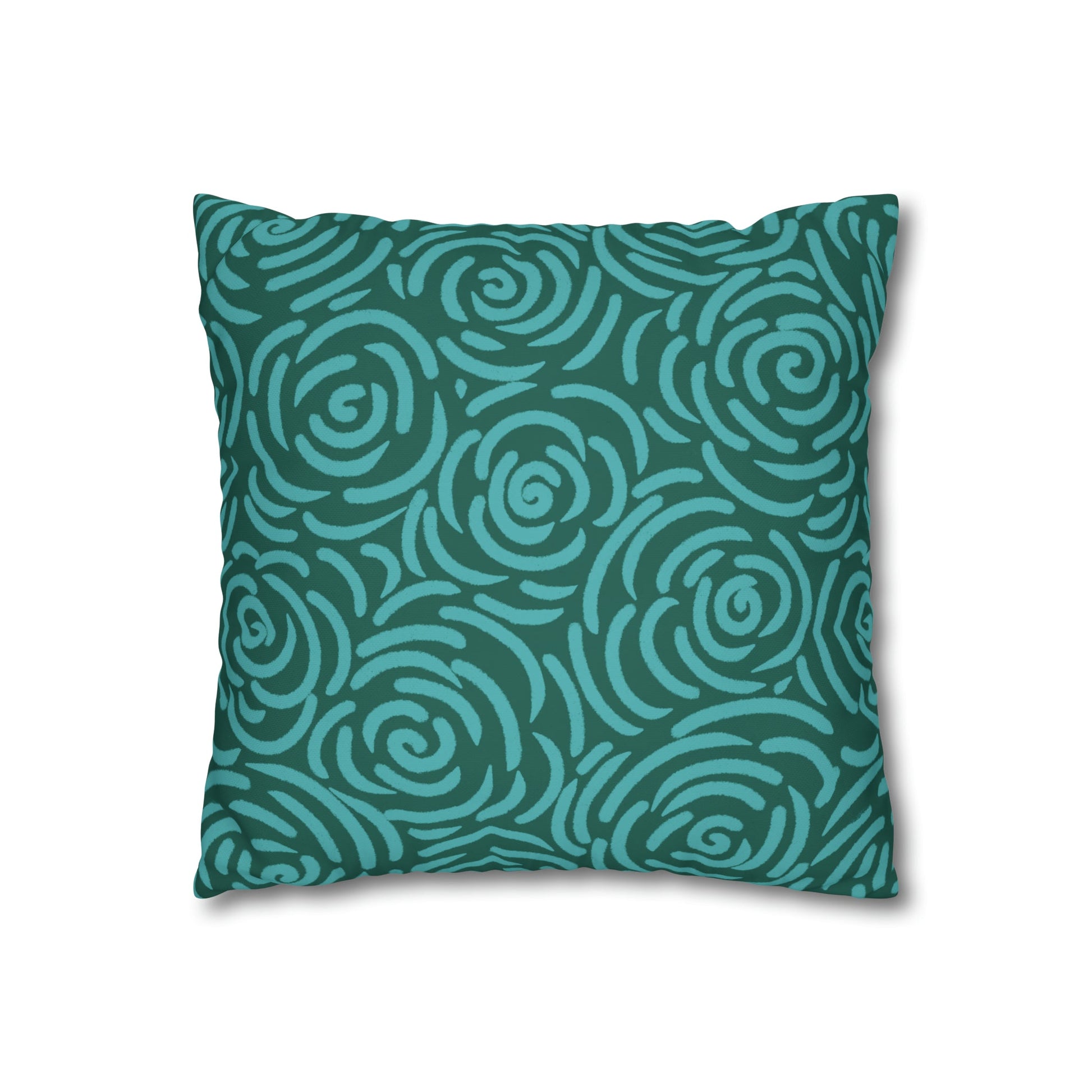 Teal Roses - Cheerful florals collection - large painterly style bold floral print cushion cover - Solei Designs