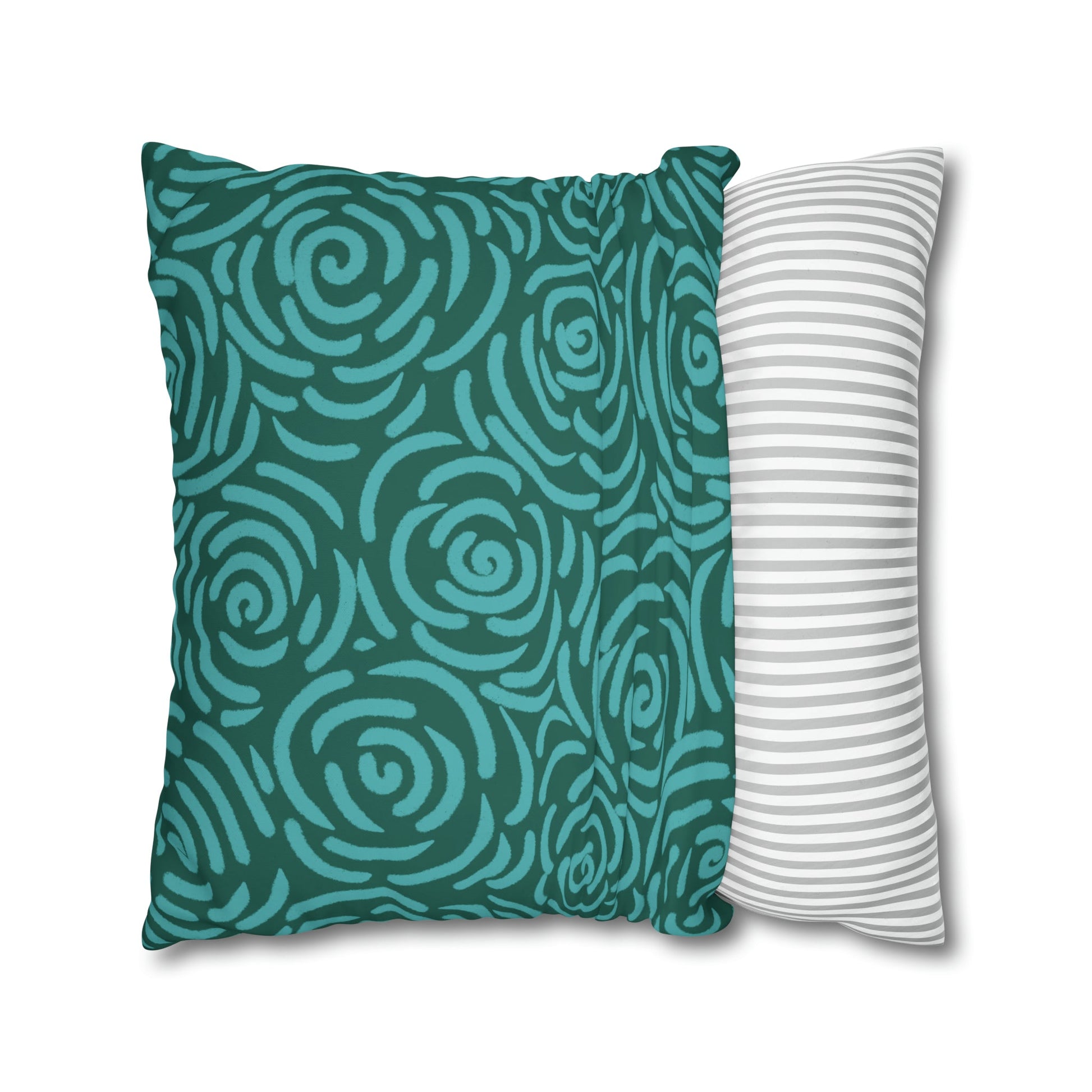 Teal Roses - Cheerful florals collection - large painterly style bold floral print cushion cover - Solei Designs