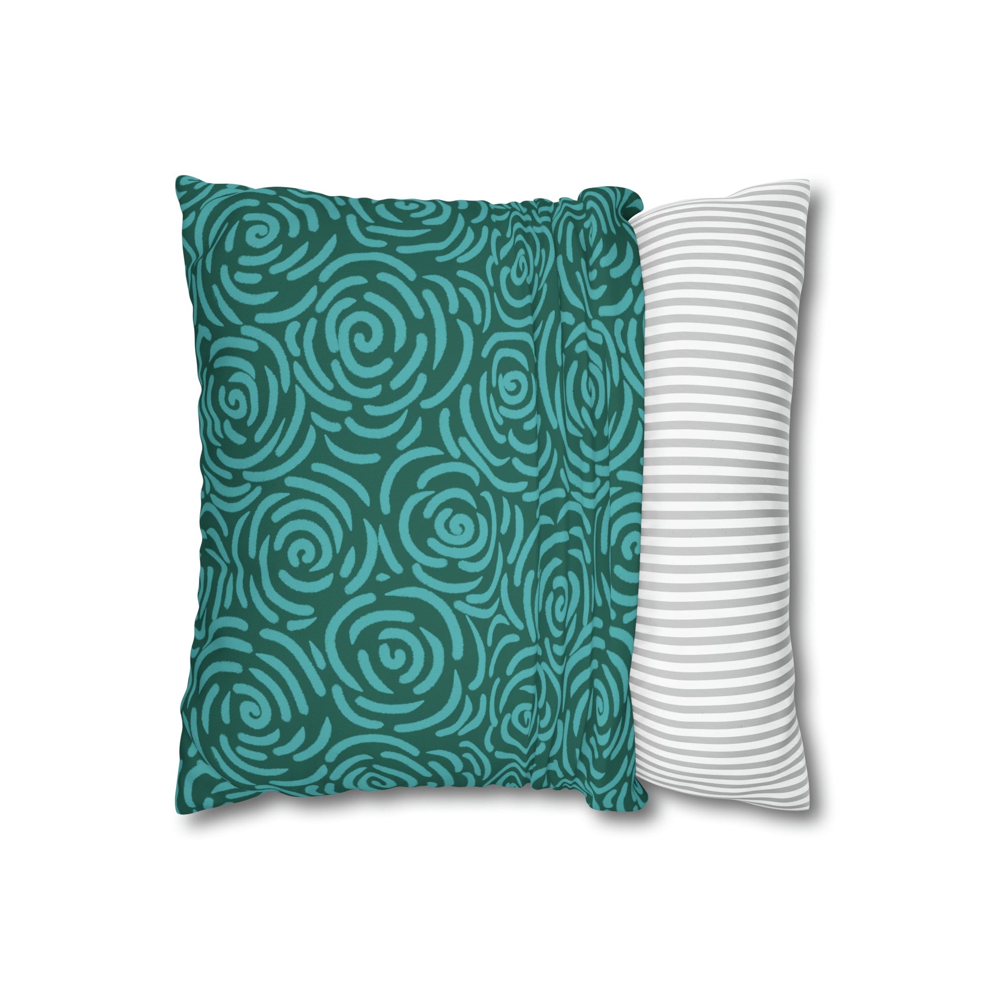 Teal Roses - Cheerful florals collection - large painterly style bold floral print cushion cover - Solei Designs