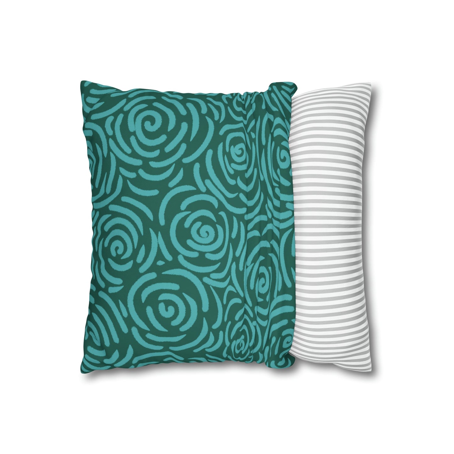 Teal Roses - Cheerful florals collection - large painterly style bold floral print cushion cover - Solei Designs