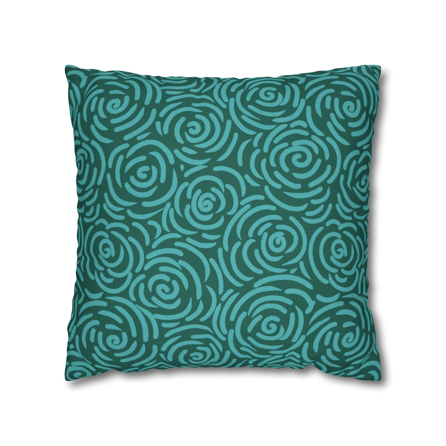 Teal Roses - Cheerful florals collection - large painterly style bold floral print cushion cover - Solei Designs