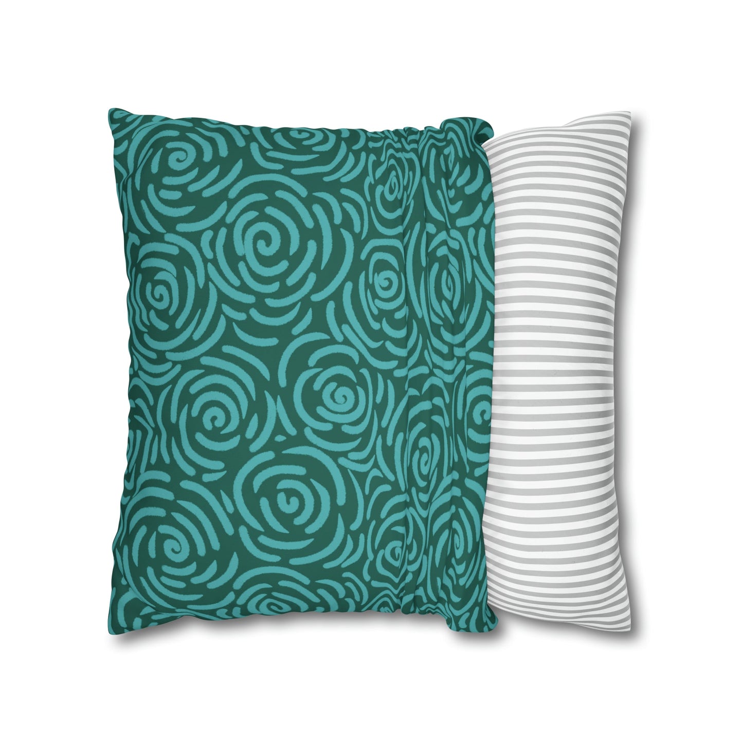 Teal Roses - Cheerful florals collection - large painterly style bold floral print cushion cover - Solei Designs