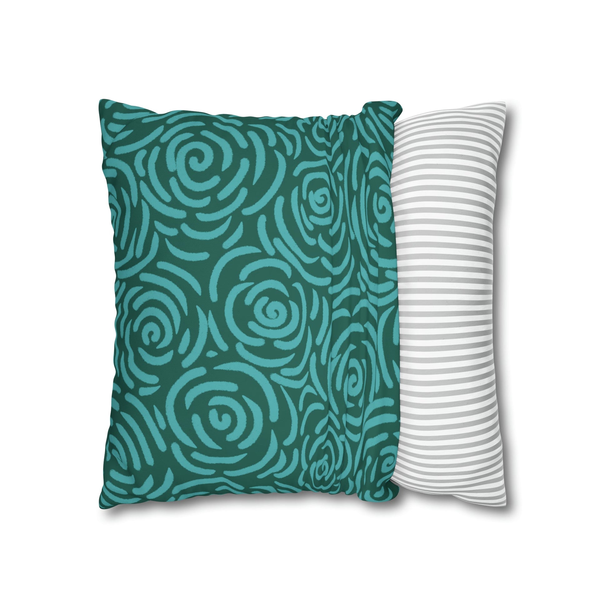 Teal Roses - Cheerful florals collection - large painterly style bold floral print cushion cover - Solei Designs