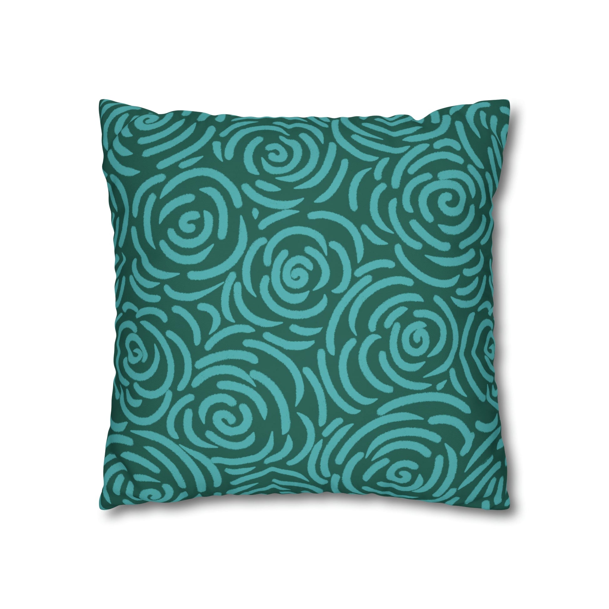 Teal Roses - Cheerful florals collection - large painterly style bold floral print cushion cover - Solei Designs