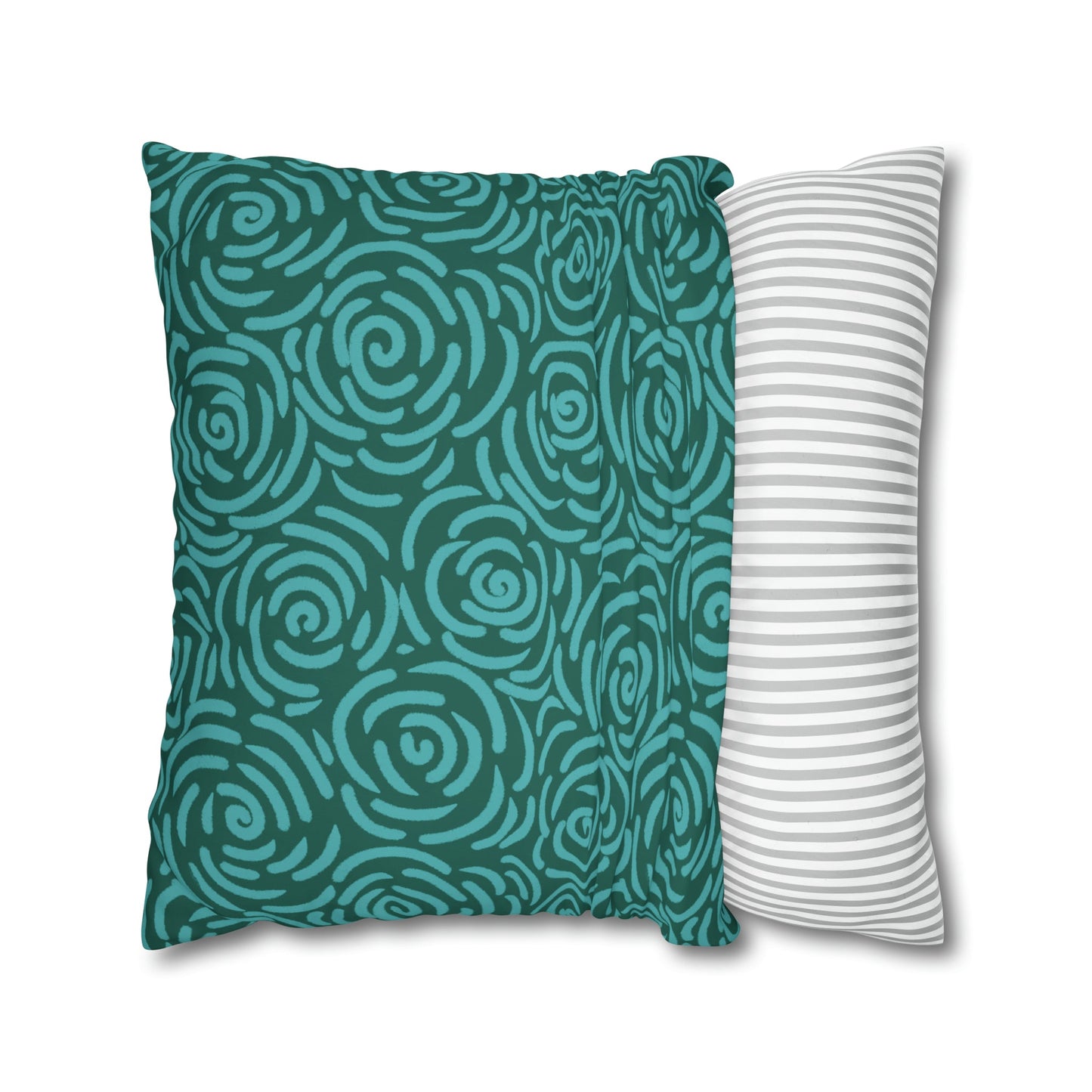 Teal Roses - Cheerful florals collection - large painterly style bold floral print cushion cover - Solei Designs