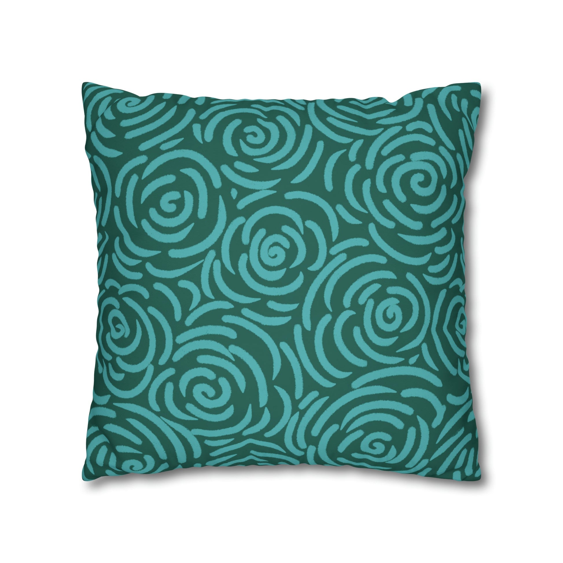 Teal Roses - Cheerful florals collection - large painterly style bold floral print cushion cover - Solei Designs