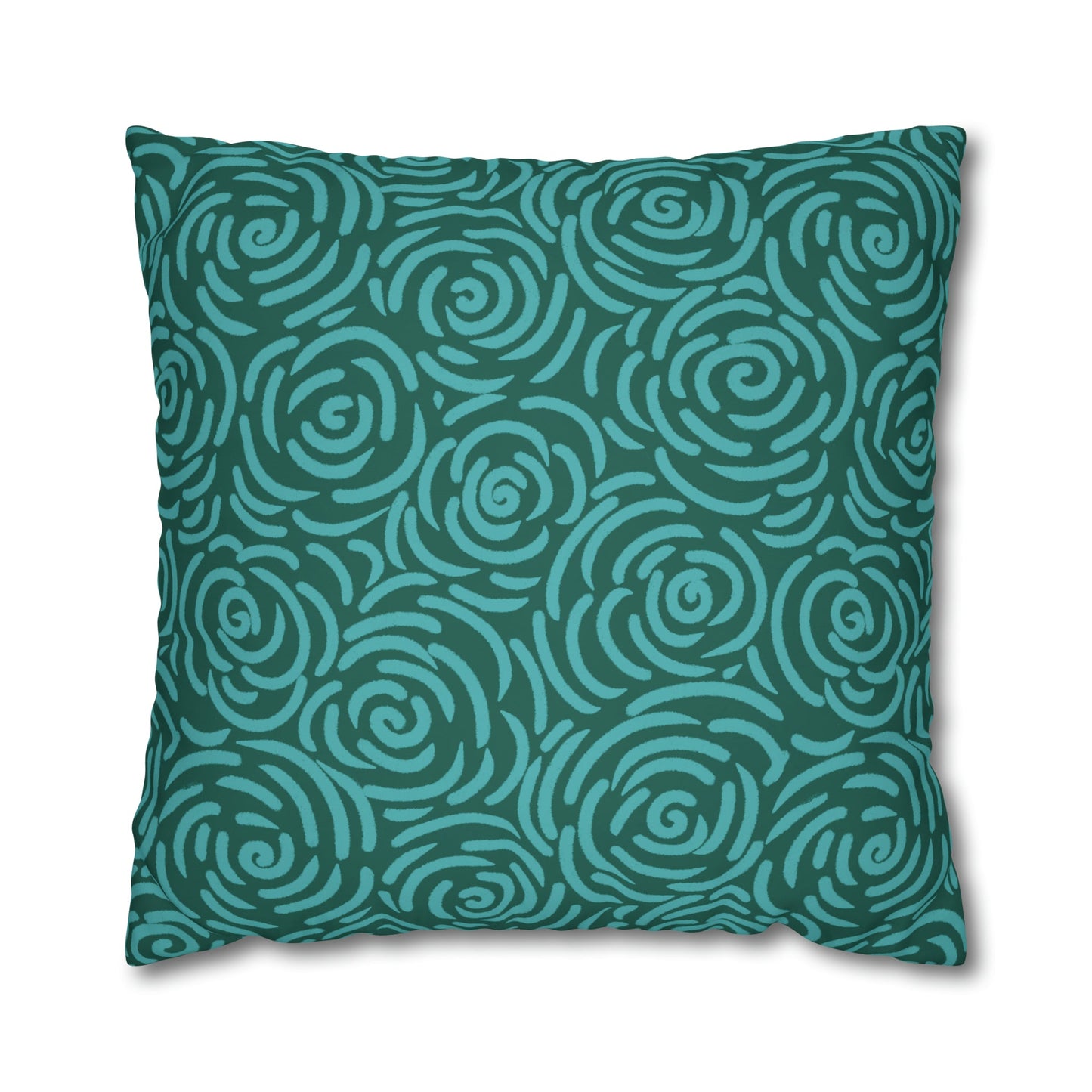 Teal Roses - Cheerful florals collection - large painterly style bold floral print cushion cover - Solei Designs