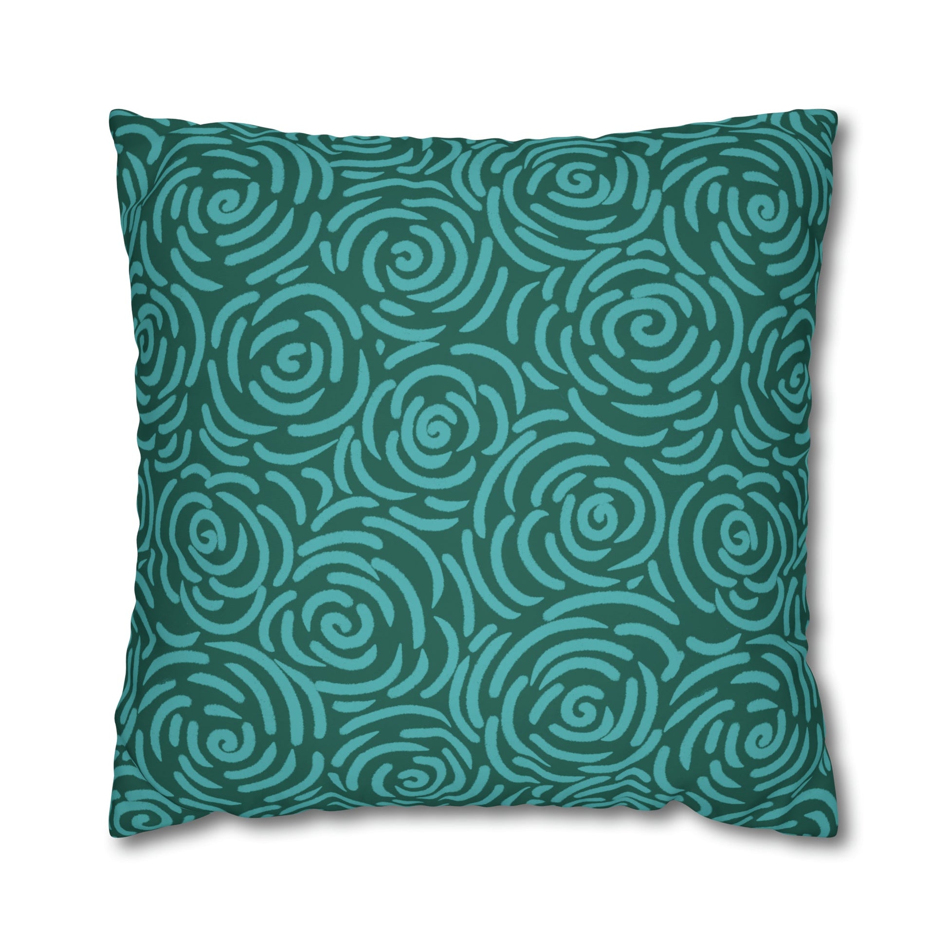 Teal Roses - Cheerful florals collection - large painterly style bold floral print cushion cover - Solei Designs