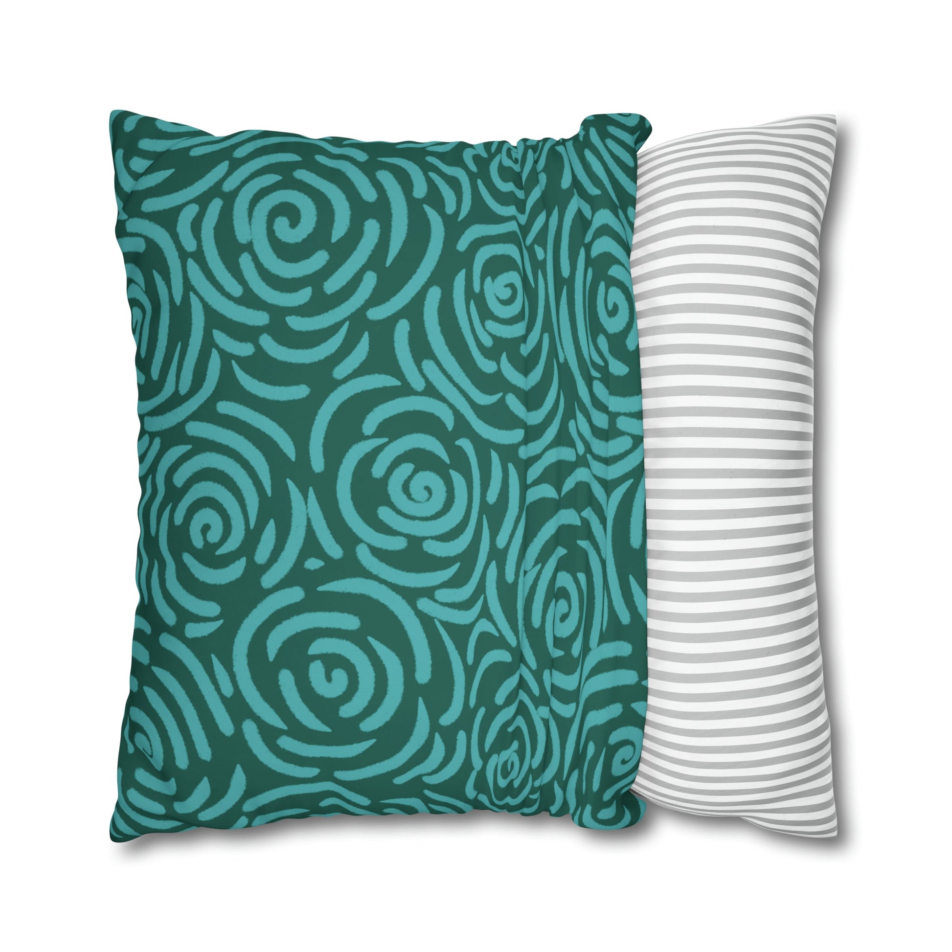 Teal Roses - Cheerful florals collection - large painterly style bold floral print cushion cover - Solei Designs