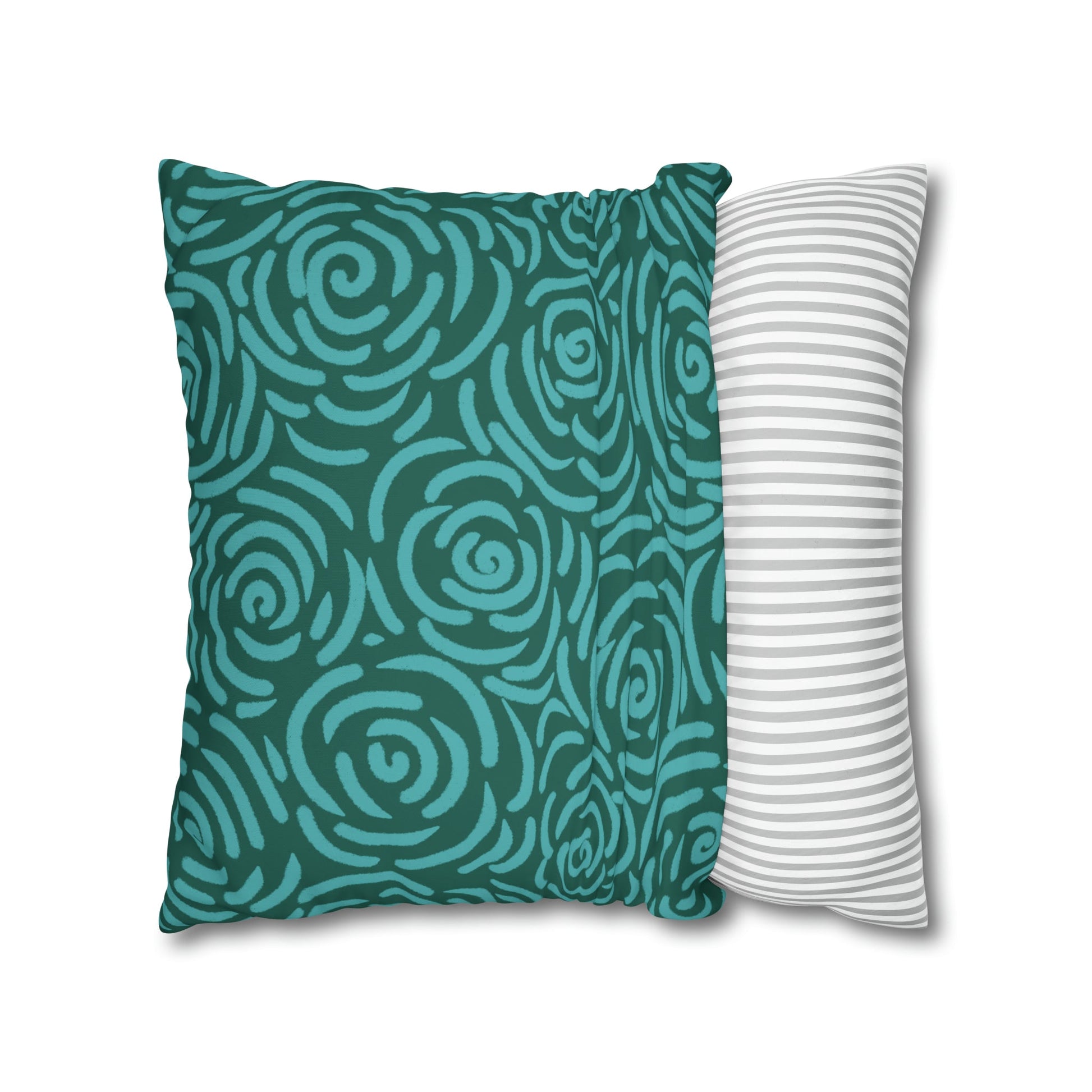 Teal Roses - Cheerful florals collection - large painterly style bold floral print cushion cover - Solei Designs