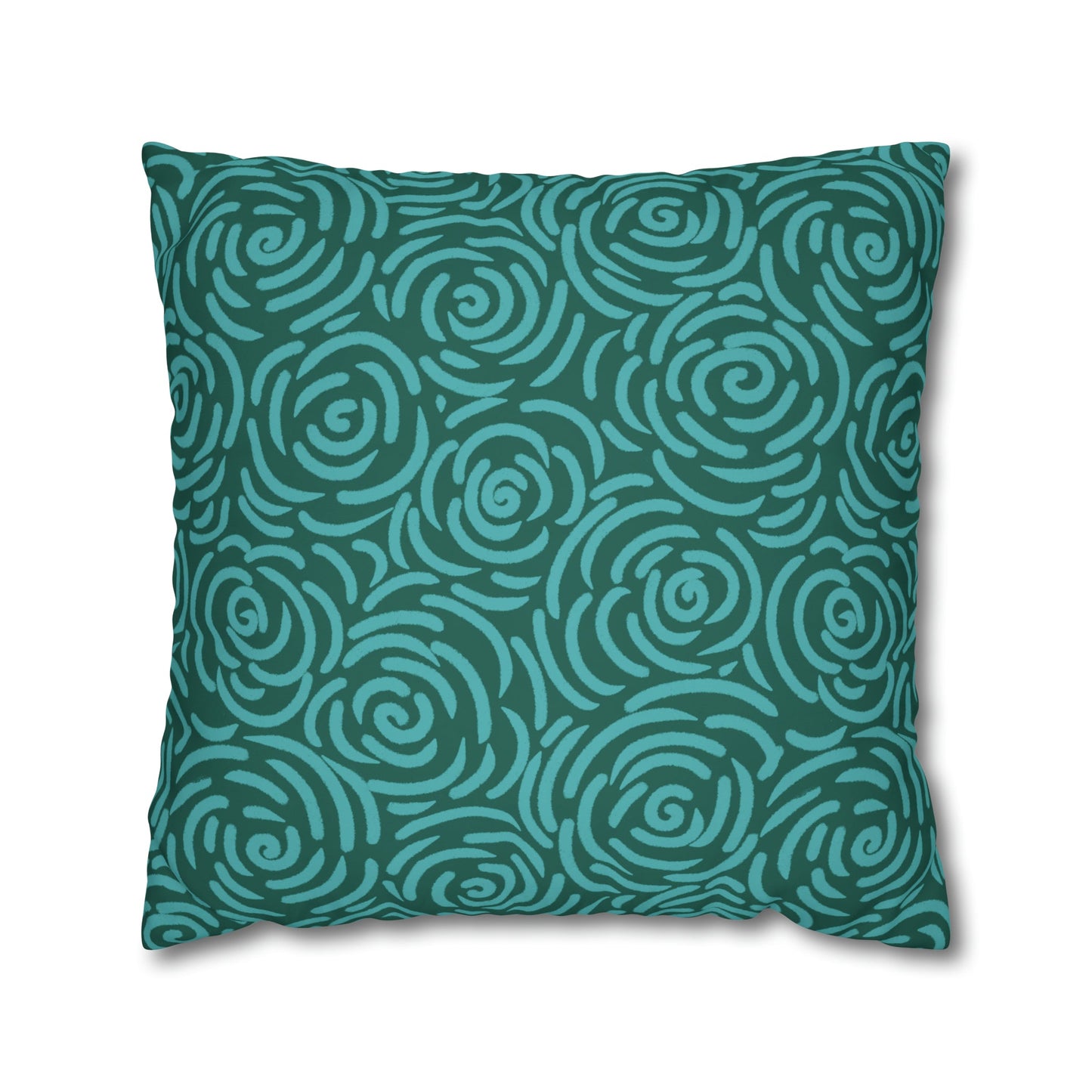 Teal Roses - Cheerful florals collection - large painterly style bold floral print cushion cover - Solei Designs