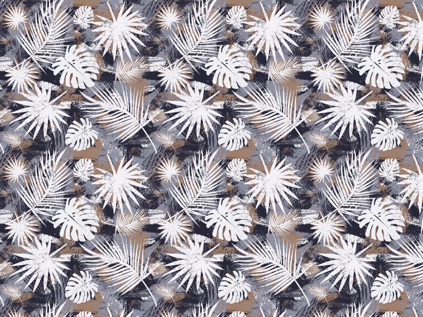 Tropical Leaves Navy - Full Drop seamless repeating surface pattern design - Solei Designs