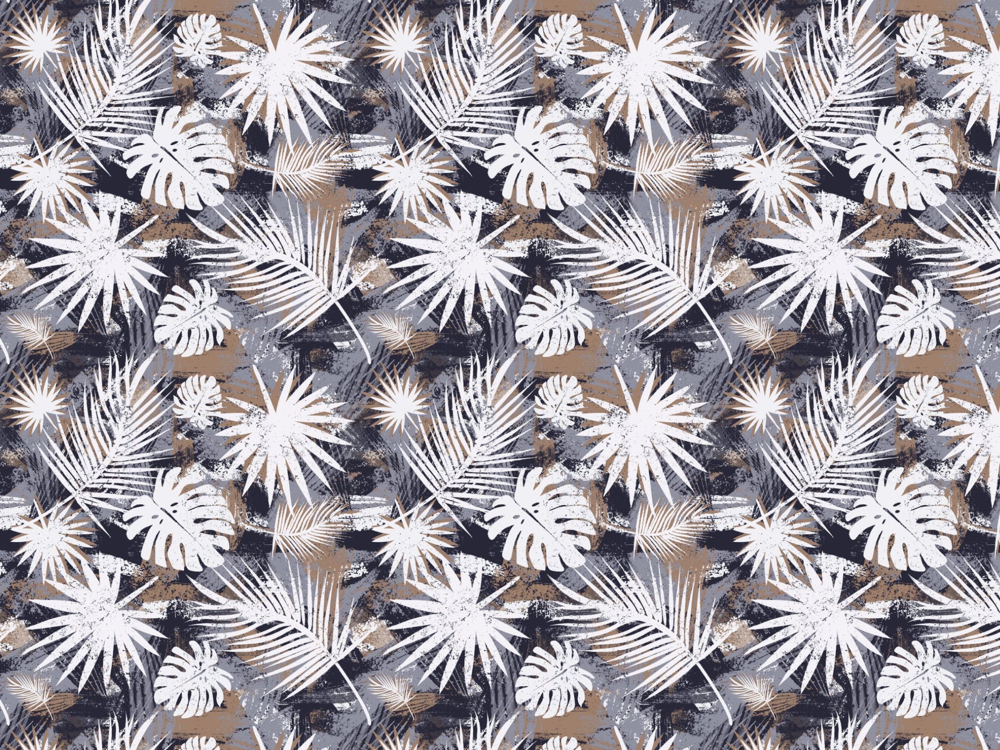 Tropical Leaves Navy - Full Drop seamless repeating surface pattern design - Solei Designs