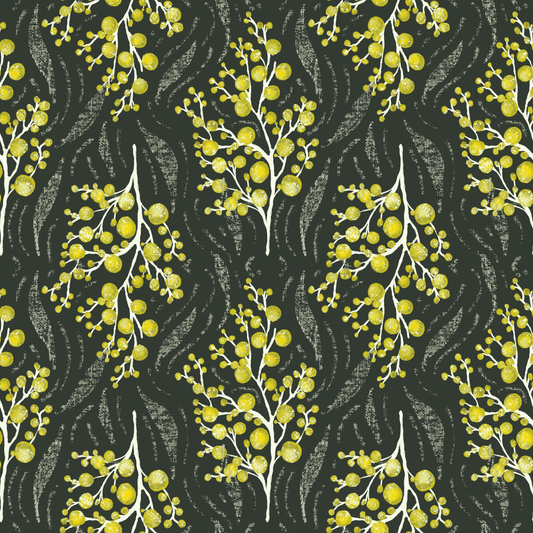 Wattle Dreaming - hand drawn seamless pattern - Australian wildflowers pattern available for Licensing - Solei Designs