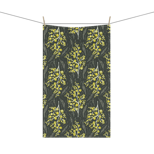 Wattle Dreams cotton kitchen tea towel - hand drawn artwork - Solei Designs